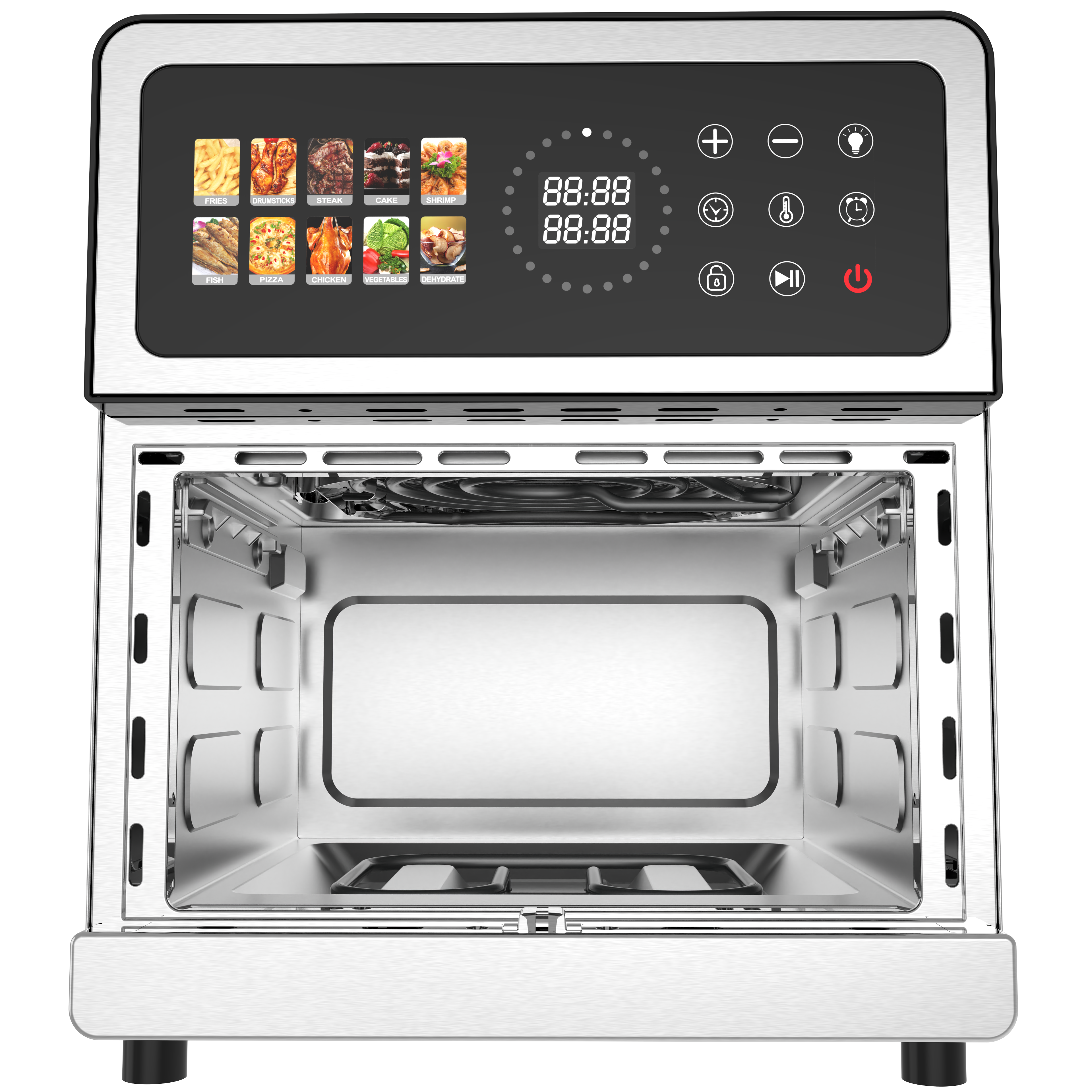 Marzotti Air Fryer 10L 1950W Stainless Steel Colorful Glass Panel 10 Functions Visual Tray