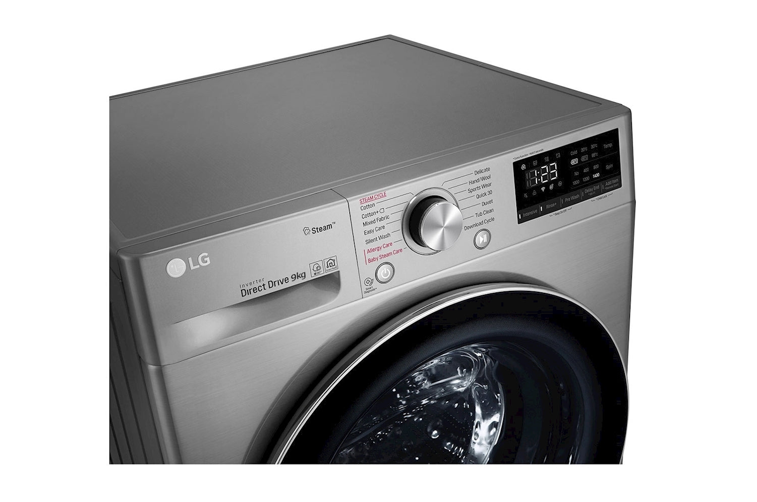 LG Frond Load Washer 9KG Steam Silver - Sealco