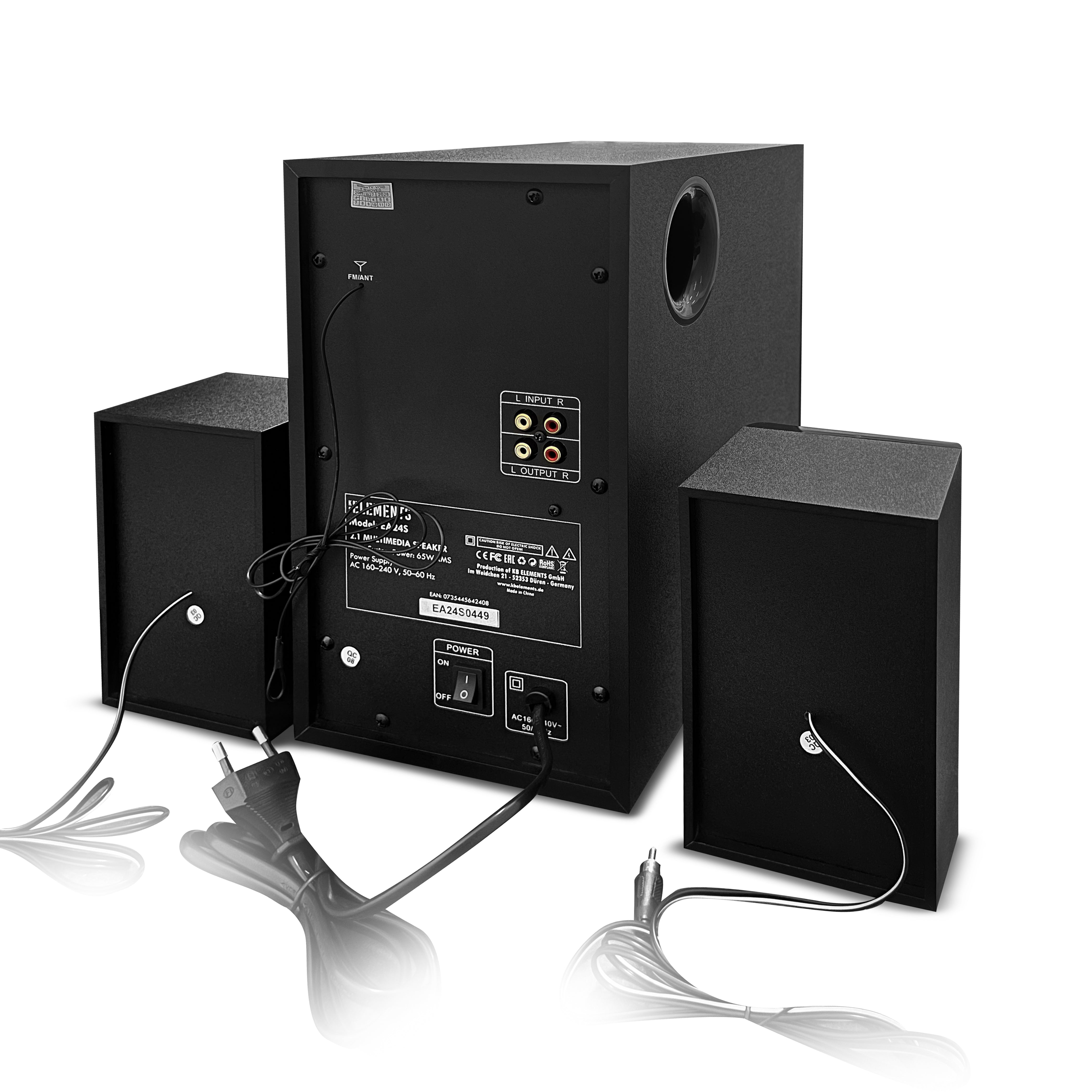KB ELEMENTS 2.1 Multimedia Speaker System – 65W RMS, Bluetooth, FM Radio (EA24S)