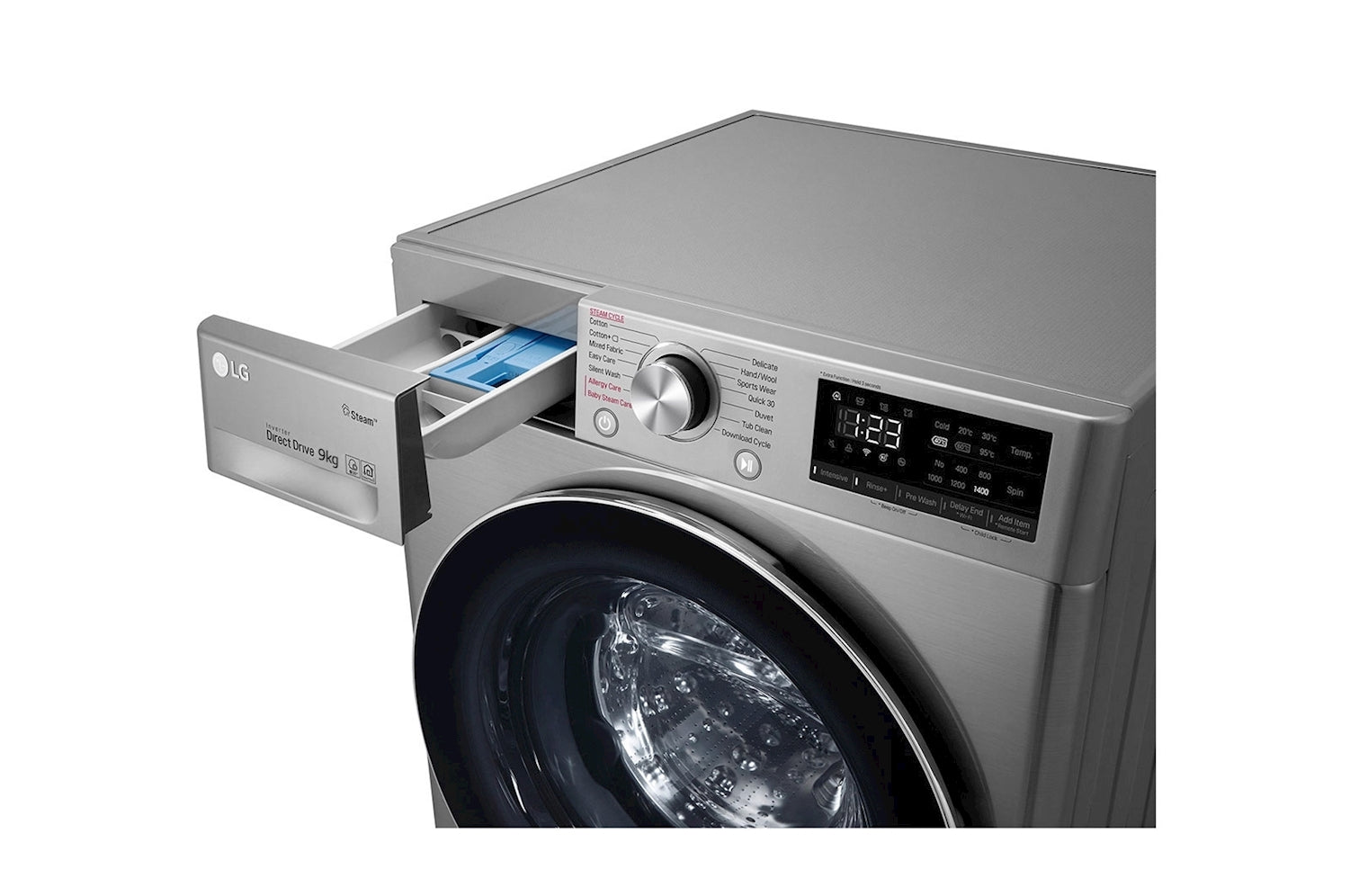 LG Frond Load Washer 9KG Steam Silver - Sealco