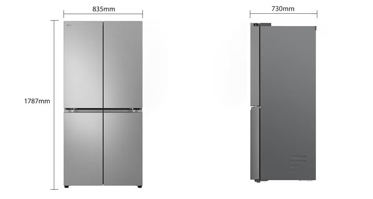 LG Four Door Refrigerator , 464L Net Capacity Silver Color,Door Cooling+™, Multi Air Flow,  GCB-244DFPL