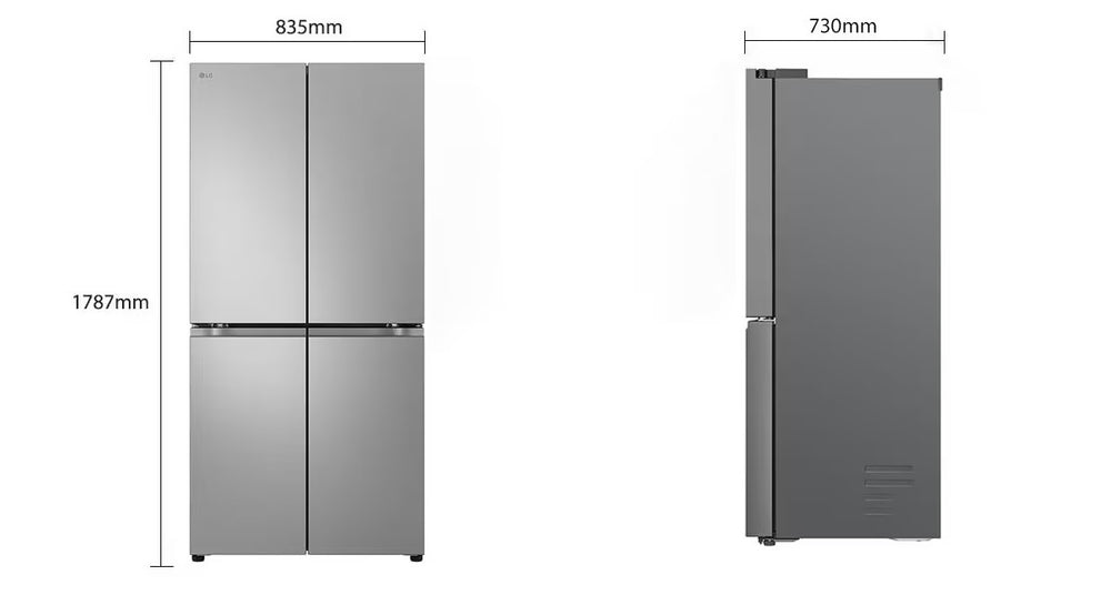 LG Four Door Refrigerator , 464L Net Capacity Silver Color,Door Cooling+™, Multi Air Flow,  GCB-244DFPL