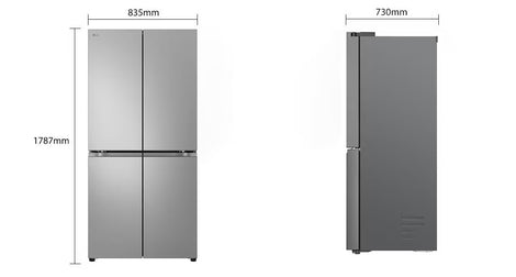 LG Four Door Refrigerator , 464L Net Capacity Silver Color,Door Cooling+™, Multi Air Flow,  GCB-244DFPL