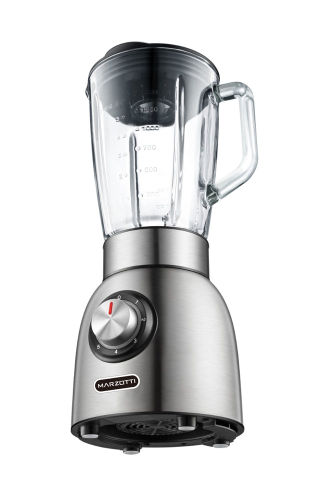 Marzotti 2 In 1 Thick Glass Jug Blender 1000W 1.5L 6 Stainless Steel Blades 5-speed